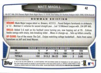 2013 Bowman Draft Picks & Prospects - Chrome #42 Matt Magill Back