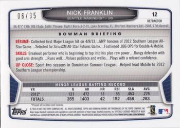 2013 Bowman Draft Picks & Prospects - Chrome Black Refractors #12 Nick Franklin Back