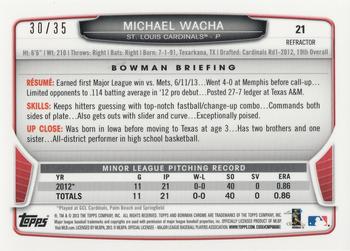 2013 Bowman Draft Picks & Prospects - Chrome Black Refractors #21 Michael Wacha Back