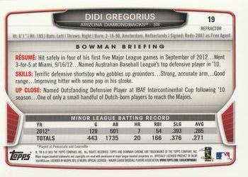 2013 Bowman Draft Picks & Prospects - Chrome Blue Wave Refractors #19 Didi Gregorius Back