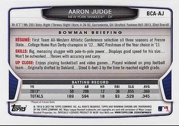 2013 Bowman Draft Picks & Prospects - Chrome Draft Pick Autographs #BCA-AJ Aaron Judge Back