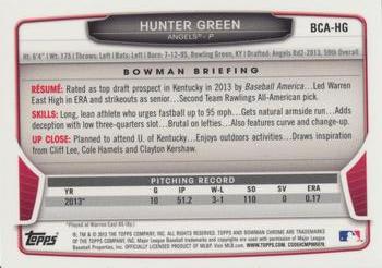 2013 Bowman Draft Picks & Prospects - Chrome Draft Pick Autographs #BCA-HG Hunter Green Back