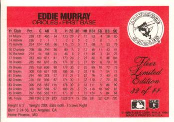 1986 Fleer Limited Edition #32 Eddie Murray Back