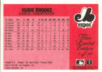 1986 Fleer Limited Edition #7 Hubie Brooks Back