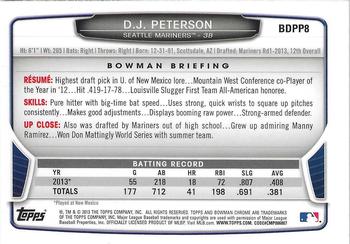 2013 Bowman Draft Picks & Prospects - Chrome Draft Picks #BDPP8 D.J. Peterson Back