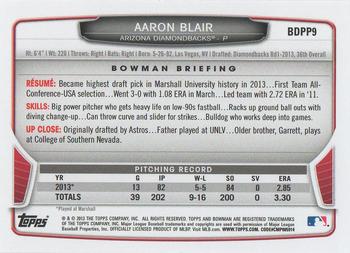 2013 Bowman Draft Picks & Prospects - Chrome Draft Picks #BDPP9 Aaron Blair Back