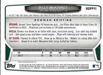 2013 Bowman Draft Picks & Prospects - Chrome Draft Picks #BDPP11 Billy McKinney Back