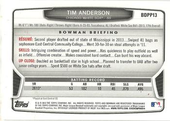 2013 Bowman Draft Picks & Prospects - Chrome Draft Picks #BDPP13 Tim Anderson Back