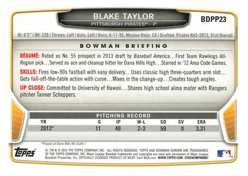 2013 Bowman Draft Picks & Prospects - Chrome Draft Picks #BDPP23 Blake Taylor Back