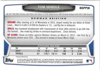 2013 Bowman Draft Picks & Prospects - Chrome Draft Picks #BDPP30 Tom Windle Back