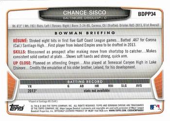 2013 Bowman Draft Picks & Prospects - Chrome Draft Picks #BDPP34 Chance Sisco Back