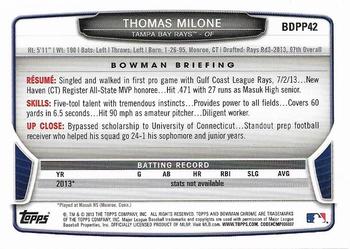 2013 Bowman Draft Picks & Prospects - Chrome Draft Picks #BDPP42 Thomas Milone Back