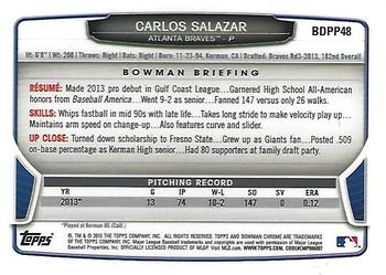 2013 Bowman Draft Picks & Prospects - Chrome Draft Picks #BDPP48 Carlos Salazar Back