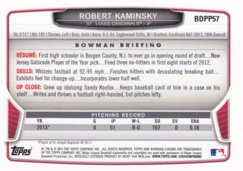 2013 Bowman Draft Picks & Prospects - Chrome Draft Picks #BDPP57 Robert Kaminsky Back