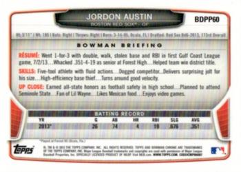 2013 Bowman Draft Picks & Prospects - Chrome Draft Picks #BDPP60 Jordon Austin Back