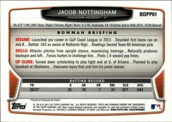 2013 Bowman Draft Picks & Prospects - Chrome Draft Picks #BDPP61 Jacob Nottingham Back