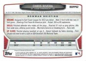 2013 Bowman Draft Picks & Prospects - Chrome Draft Picks #BDPP62 Chris Rivera Back