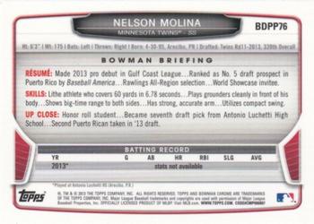 2013 Bowman Draft Picks & Prospects - Chrome Draft Picks #BDPP76 Nelson Molina Back