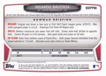 2013 Bowman Draft Picks & Prospects - Chrome Draft Picks #BDPP80 Ricardo Bautista Back