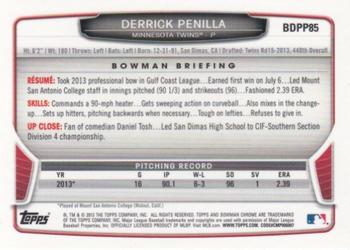 2013 Bowman Draft Picks & Prospects - Chrome Draft Picks #BDPP85 Derrick Penilla Back