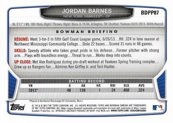 2013 Bowman Draft Picks & Prospects - Chrome Draft Picks #BDPP87 Jordan Barnes Back