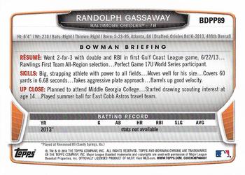 2013 Bowman Draft Picks & Prospects - Chrome Draft Picks #BDPP89 Randolph Gassaway Back