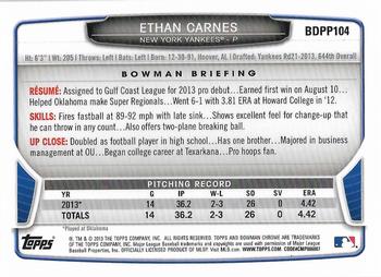 2013 Bowman Draft Picks & Prospects - Chrome Draft Picks #BDPP104 Ethan Carnes Back