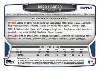 2013 Bowman Draft Picks & Prospects - Chrome Draft Picks #BDPP121 Reed Harper Back