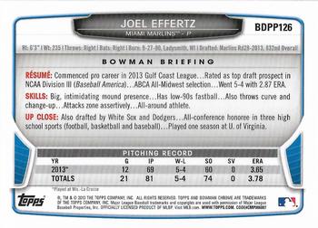 2013 Bowman Draft Picks & Prospects - Chrome Draft Picks #BDPP126 Joel Effertz Back