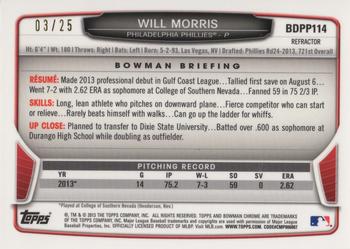 2013 Bowman Draft Picks & Prospects - Chrome Draft Picks Orange Refractors #BDPP114 Will Morris Back