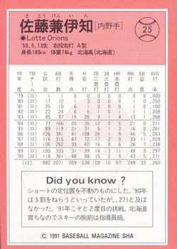 1991 BBM #25 Kenichi Satoh Back