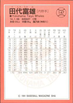 1991 BBM #147 Tomio Tashiro Back