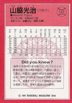 1991 BBM #151 Koji Yamawaki Back