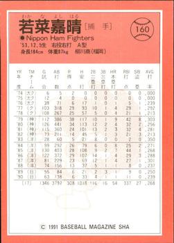 1991 BBM #160 Yoshiharu Wakana Back