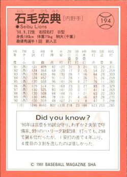 1991 BBM #194 Hiromichi Ishige Back