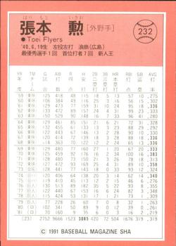1991 BBM #232 Isao Harimoto Back