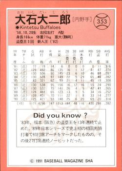 1991 BBM #353 Daijiro Ohishi Back