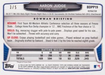 2013 Bowman Draft Picks & Prospects - Chrome Draft Picks Red Refractors #BDPP19 Aaron Judge Back