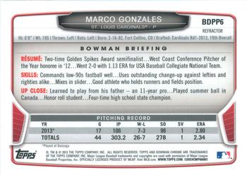 2013 Bowman Draft Picks & Prospects - Chrome Draft Picks Refractors #BDPP6 Marco Gonzales Back