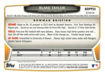 2013 Bowman Draft Picks & Prospects - Chrome Draft Picks Refractors #BDPP23 Blake Taylor Back