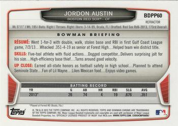 2013 Bowman Draft Picks & Prospects - Chrome Draft Picks Refractors #BDPP60 Jordon Austin Back