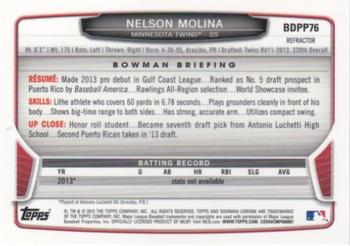 2013 Bowman Draft Picks & Prospects - Chrome Draft Picks Refractors #BDPP76 Nelson Molina Back