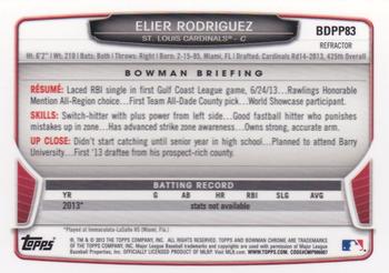2013 Bowman Draft Picks & Prospects - Chrome Draft Picks Refractors #BDPP83 Elier Rodriguez Back