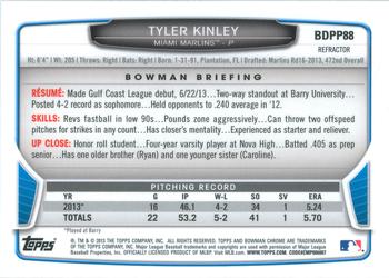 2013 Bowman Draft Picks & Prospects - Chrome Draft Picks Refractors #BDPP88 Tyler Kinley Back