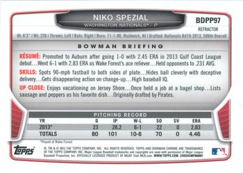 2013 Bowman Draft Picks & Prospects - Chrome Draft Picks Refractors #BDPP97 Niko Spezial Back