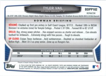 2013 Bowman Draft Picks & Prospects - Chrome Draft Picks Refractors #BDPP102 Tyler Vail Back
