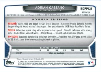 2013 Bowman Draft Picks & Prospects - Chrome Draft Picks Refractors #BDPP123 Adrian Castano Back