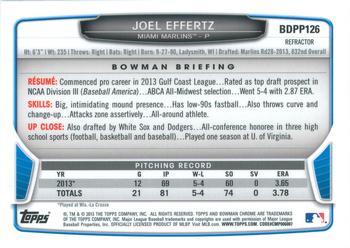 2013 Bowman Draft Picks & Prospects - Chrome Draft Picks Refractors #BDPP126 Joel Effertz Back
