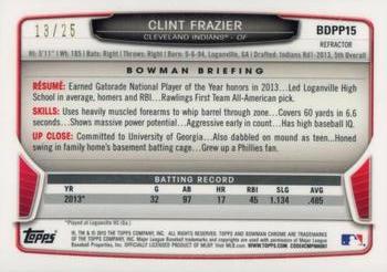 2013 Bowman Draft Picks & Prospects - Chrome Draft Picks Silver Wave Refractors #BDPP15 Clint Frazier Back