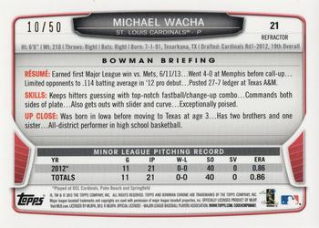 2013 Bowman Draft Picks & Prospects - Chrome Gold Refractors #21 Michael Wacha Back